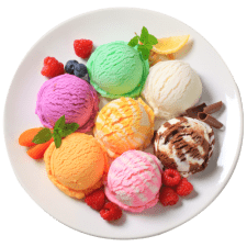 a plate with ice cream